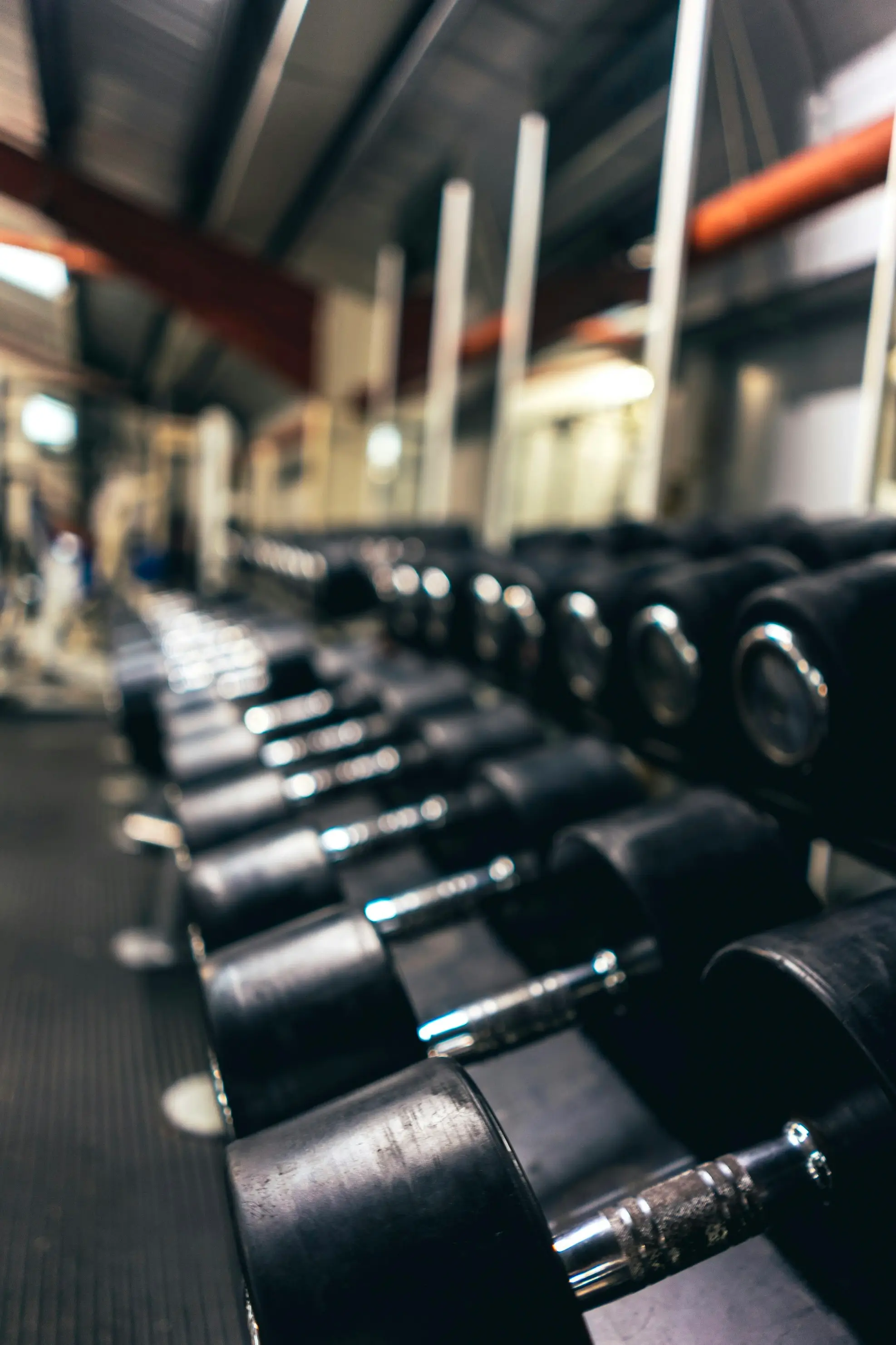 The clean and organized free weights zone