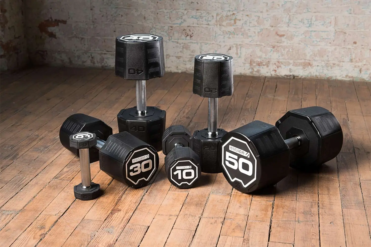 A wide selection of free weights and dumbbells